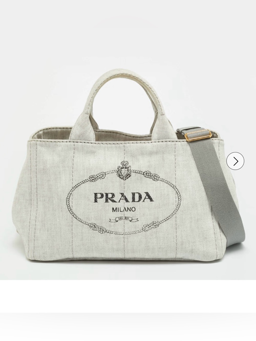 Authentic PRADA canapa canvas tote with removable strap